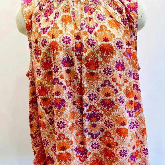 NWT CROFT & BARROW Women Sleeveless Pullover Keyhole Neckline Floral Shirt Sz XL - Picture 4 of 13